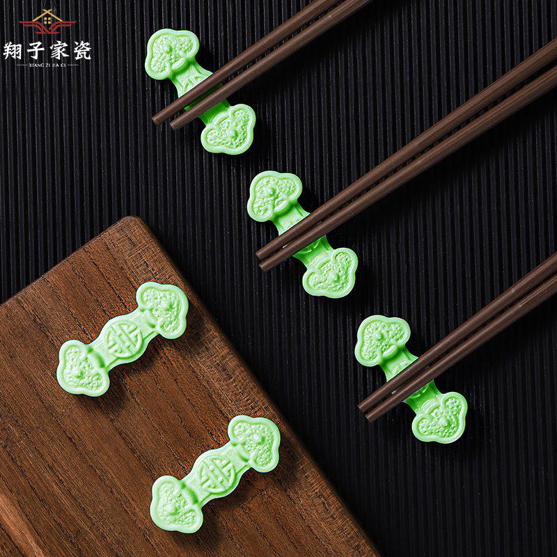 高档筷子托豪华筷架中式纯羊脂玉简约如意笔托筷子筷托家用
