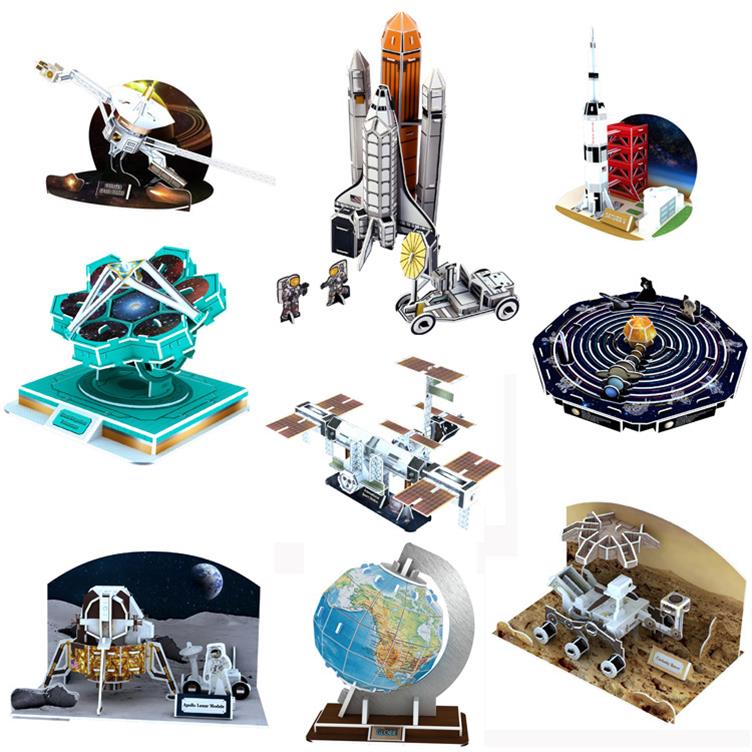 Globe Rocket Jigsaw Puzzle Space Universe 3d Solid Paper Model Children Handmade School Students Puzzle