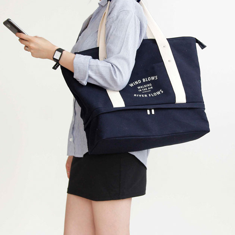 Large capacity travel canvas bag Outdoor fitness bag Shoulder bag can be hung rod storage bag Shoe finishing bag Boarding bag