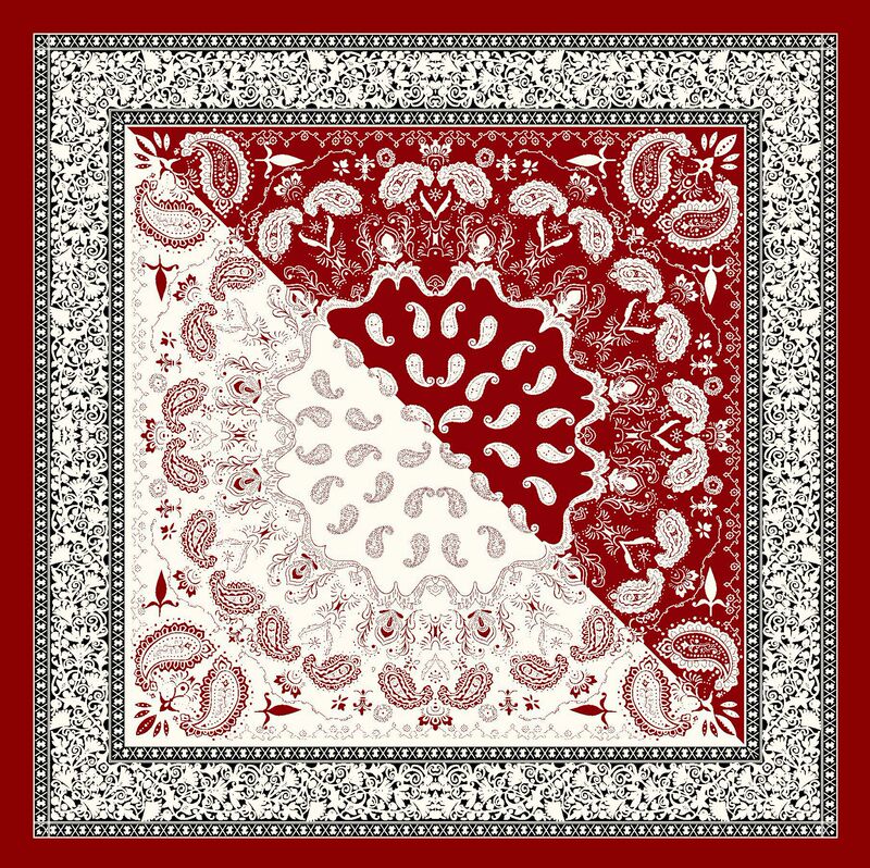 Silk Scarf 90Cm*90Cm Ethnic Style Bohemian Color-Blocked Paisley Scarf Large Square Scarf
