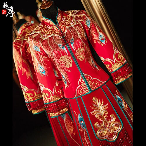 Традиционный свадебный наряд Сюхэ для невесты, свадебное платье, вечернее платье, дракон и феникс, коллекция 2023, китайский стиль