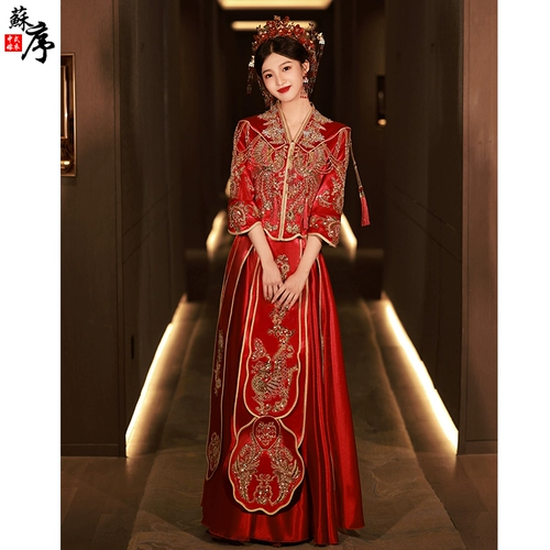 Традиционный свадебный наряд Сюхэ, свадебное платье, демисезонное вечернее платье, коллекция 2023, осенний сезон