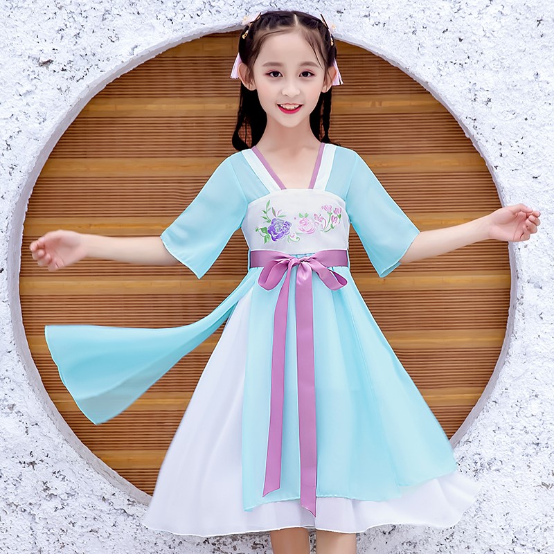 Girl Hanfu Skirt Summer Ocean Dress Children Spring Autumn China Wind Tango Girl Ancient Dress Superfairy