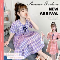 Bellanson Horse girl short sleeve 2022 new plaid dress girl little girl summer dress princess nepotism big child net
