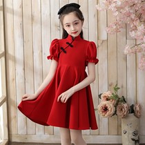 Bellanson Horse girls dress with dress and summer dress improvement qipao Childrens Tang suit Chinese wind red Guzheng Out of service