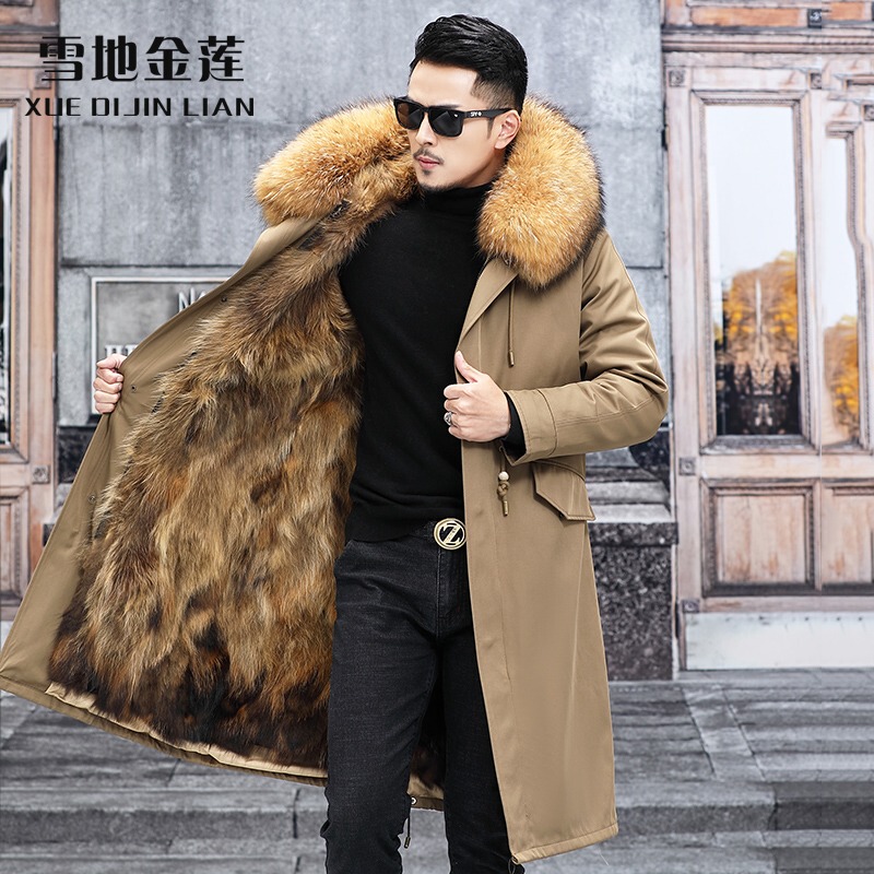 Haining 2026 Winter New Parka Men's Fur Coat with Detachable Fox Fur Lining, Long Men's Coat Haining 2026 Winter New Parka Men's Fur Coat with Detachable Fox Fur Lining, Long Men's Coat