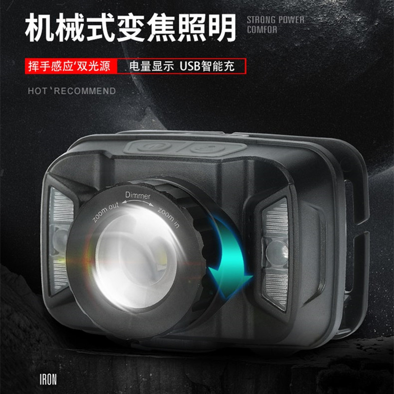 Shenhuo strong light induction zoom headlamp HL18 USB charging small portable ultra-bright outdoor waterproof night fishing headlamp