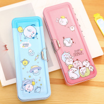 Double-layer pen combined stationery box multifunctional simple simple simple metal iron box pencil box for boys and students