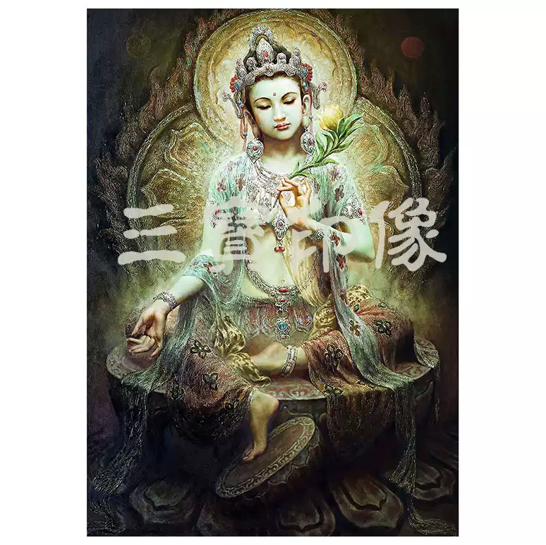 手绘绿度母佛像画密宗21度母唐卡画敦煌风格佛教图像-Taobao-Tmall