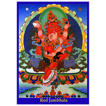 Red Wealth God Buddha Statue Thangka Buddha Statue Tantra Protector Decoration Hanging Portrait Tibetan Hand-painted Photo Paper Double-sided Plastic Sealing