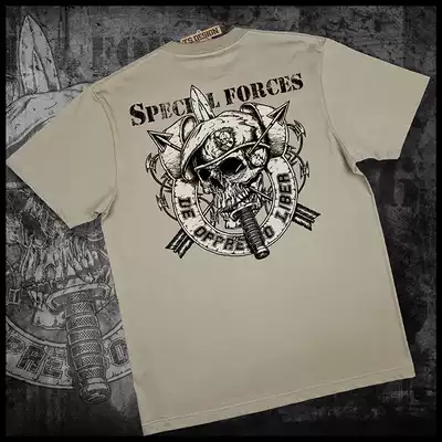 (Tactical bone frog) New SF special forces military fans printed cotton round neck seamless barrel woven T-shirt short sleeve