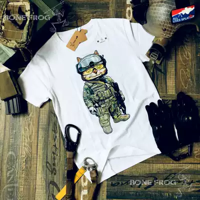 (Tactical bone frog) USMC new Rangers cat tactical print short sleeve T-shirt men's round neck