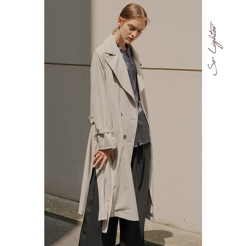 SoLighter casual display slim loose collar long version of wind coat autumn style jacket 2018 new