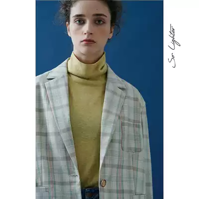 SoLighter Japanese imported worsted all wool box short suit loose plaid jacket