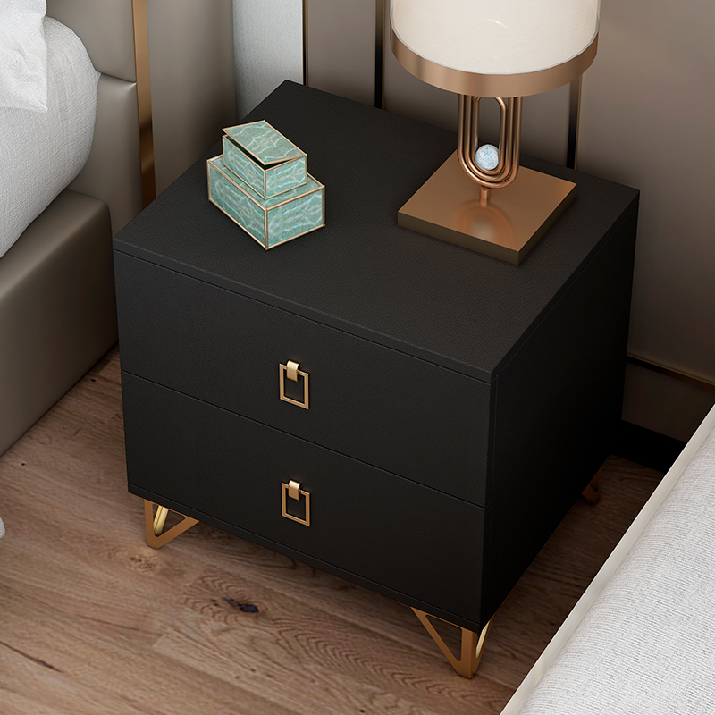 Light luxury bedside table simple modern black paint-free bedroom bedside table net red storage ins drawer type furniture cabinet