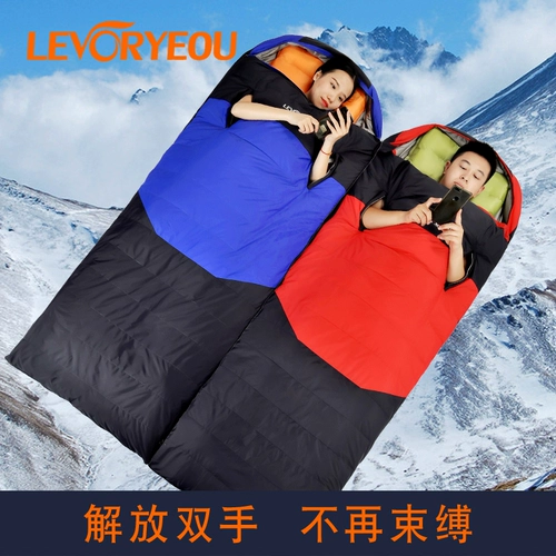 Дорожный портативный спальный мешок с пухом для кемпинга, увеличенная толщина