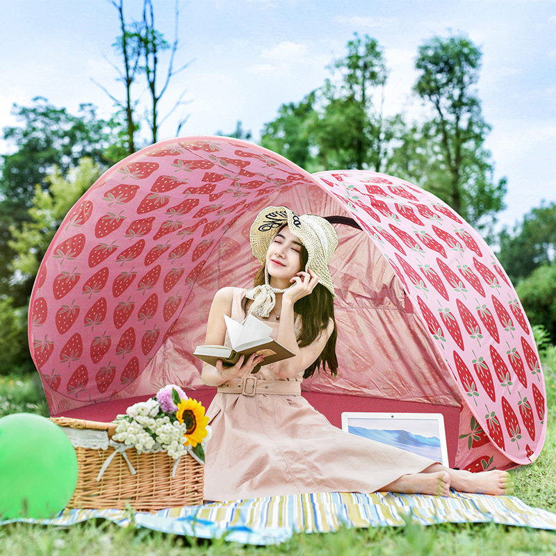 Beach tent outdoor seaside shade sun protection speed open portable simple fishing shed fully automatic children increase 4 people