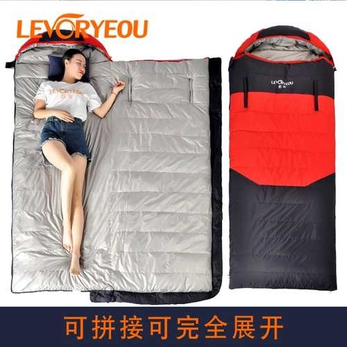 Дорожный портативный спальный мешок с пухом для кемпинга, увеличенная толщина