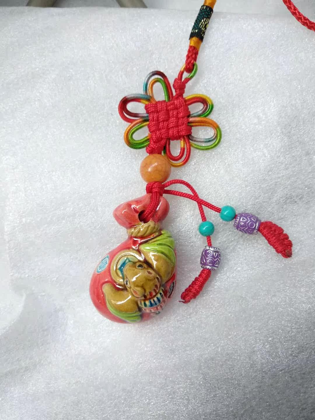 Colorful long toe pottery: bag rich ceramic hanging piece color ceramic traditional fine