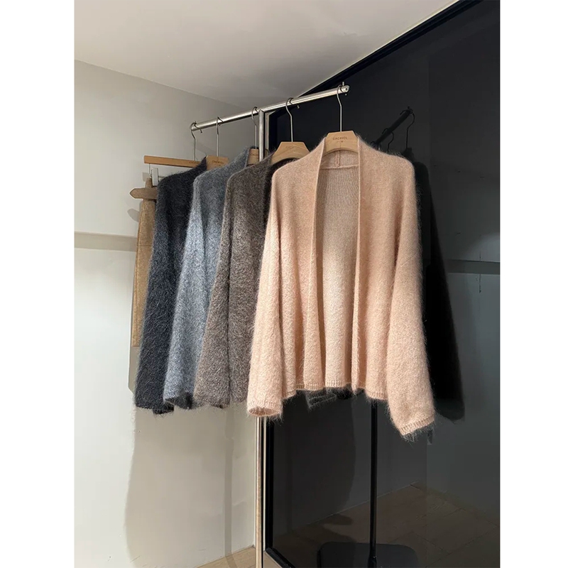 Super Soft Mohair Wide-Sleeve Warm Oversized Sweater Shawl Cardigan Top for Women, Autumn and Winter Thickened Slimming High-End Coat