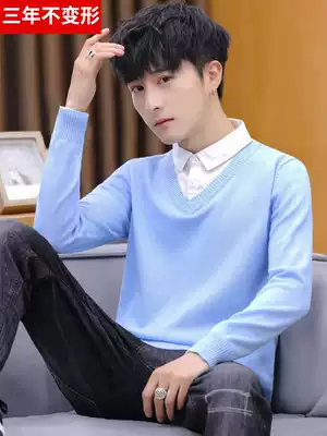 Fake two men long sleeve T-shirt cotton thin sweater spring and autumn clothes shirt collar autumn base shirt