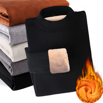 Semi-turtleneck sweater men plus velvet padded base shirt autumn and winter collar warm jacket sweater sweater sweater