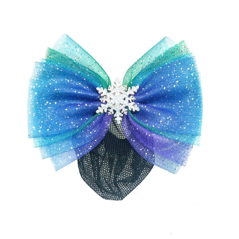 South Korea gradually layer Princess big bow hair clip ice snow girl headgear hair net pocket