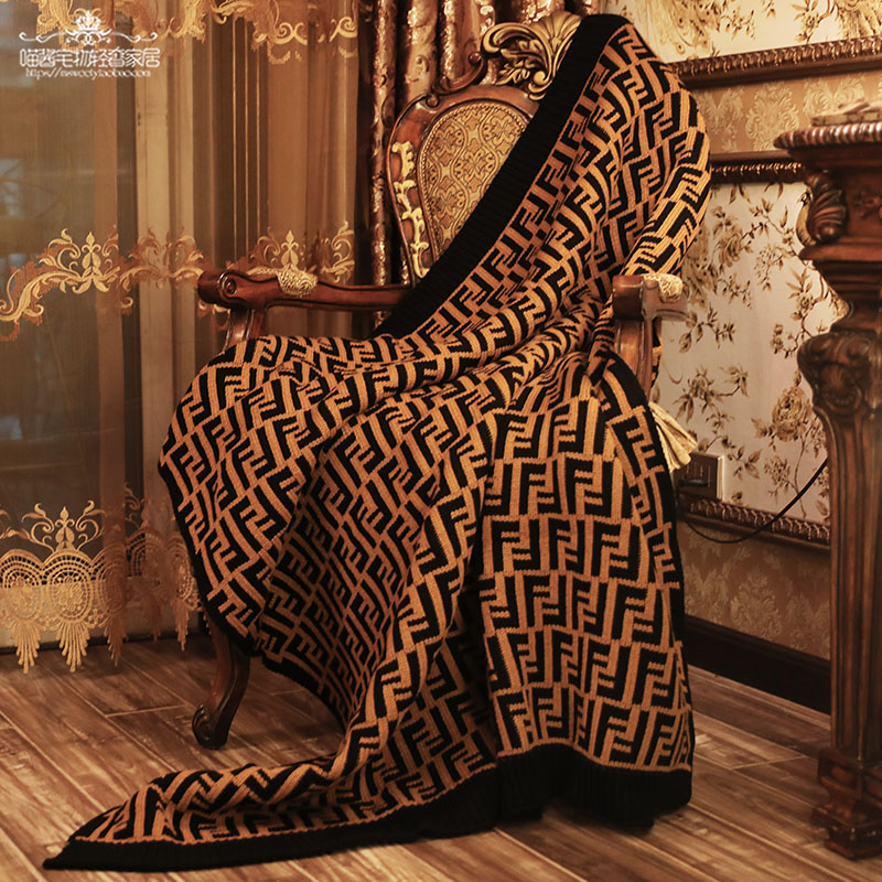 # Luxury # European F - family letter Red Vertical Double - sided Knitted Air Conditioning Blanket Couple House Decoration Blank