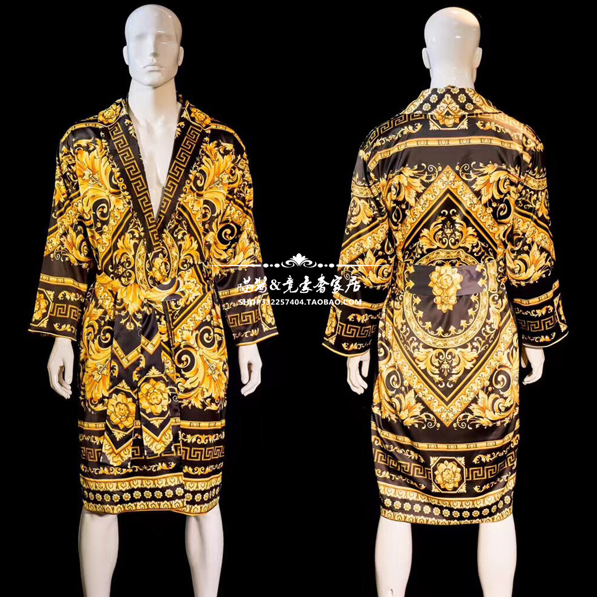 Export to European and American retro-sexy court cotton high-end luxury home travel street shoot male and female couple home dress gown