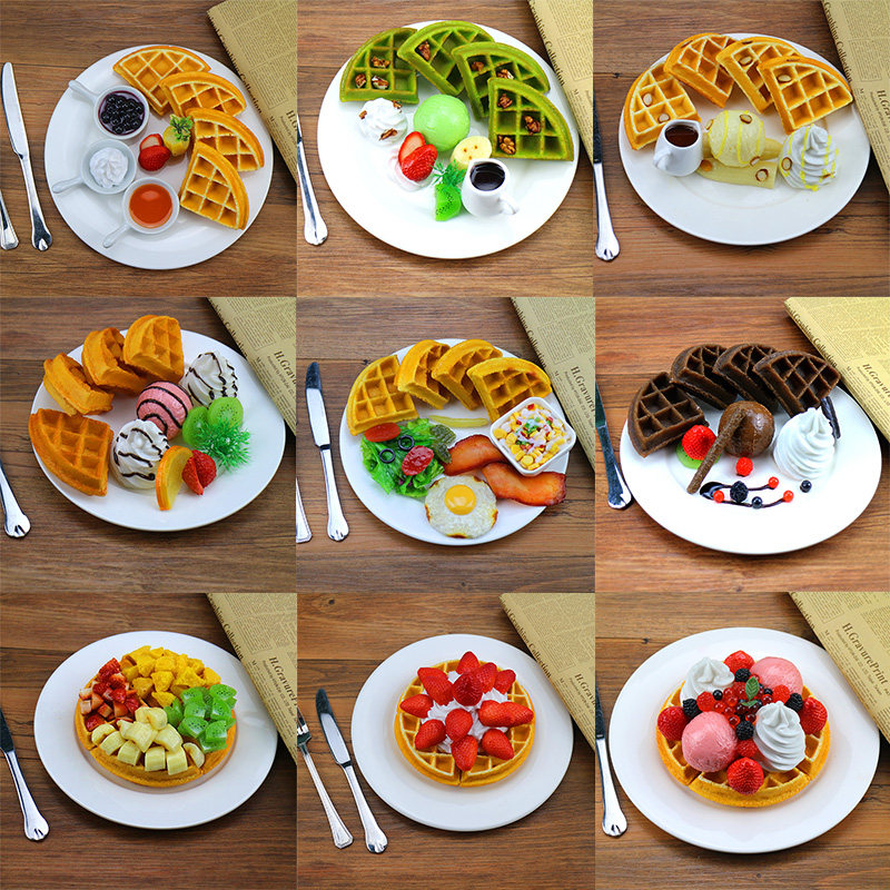 Emulation Food Waffle Bread Sample Roast Curry Iron Plate Rice Fake Food Food Model Salad Photography Props