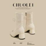 Martens, летние белые высокие сапоги с бантиком, по фигуре