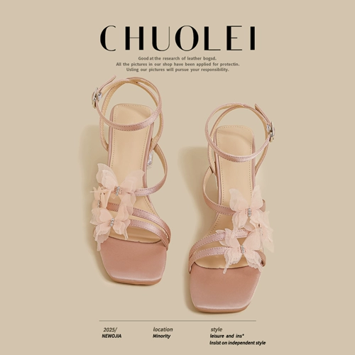 Сандалии, обувь, летняя розовая подходит с юбкой с бантиком, туфли на высоком каблуке, французский стиль, против усталых ног, тонкий ремешок