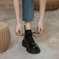 Martens, демисезонные короткие сапоги на платформе со шнурками, из натуральной кожи, популярно в интернете, коллекция 2023, увеличивают рост