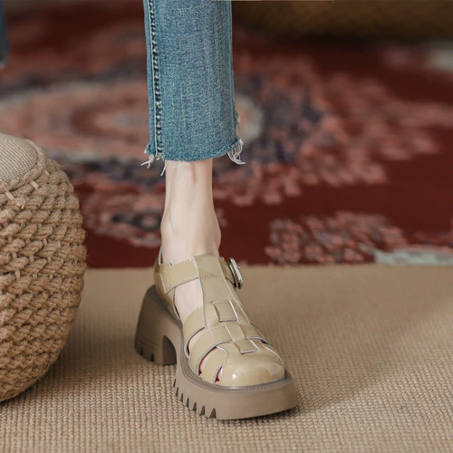 Плетеные сандалии, обувь на платформе, из натуральной кожи, коллекция 2023