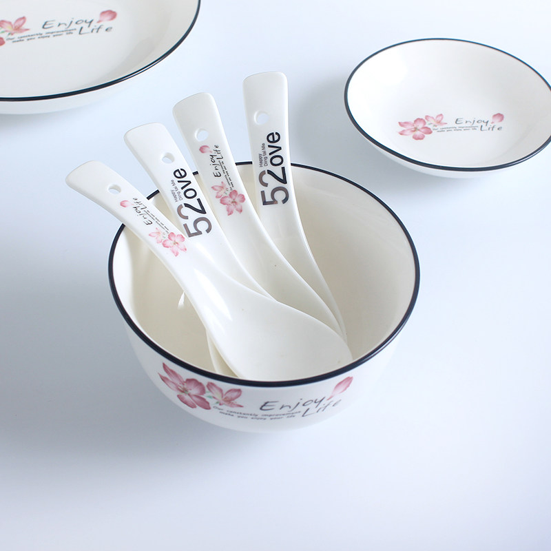 Soup spoon household public spoon ceramic small spoon seasoning spoon commercial small spoon small spoon big spoon eating spoon Chinese style