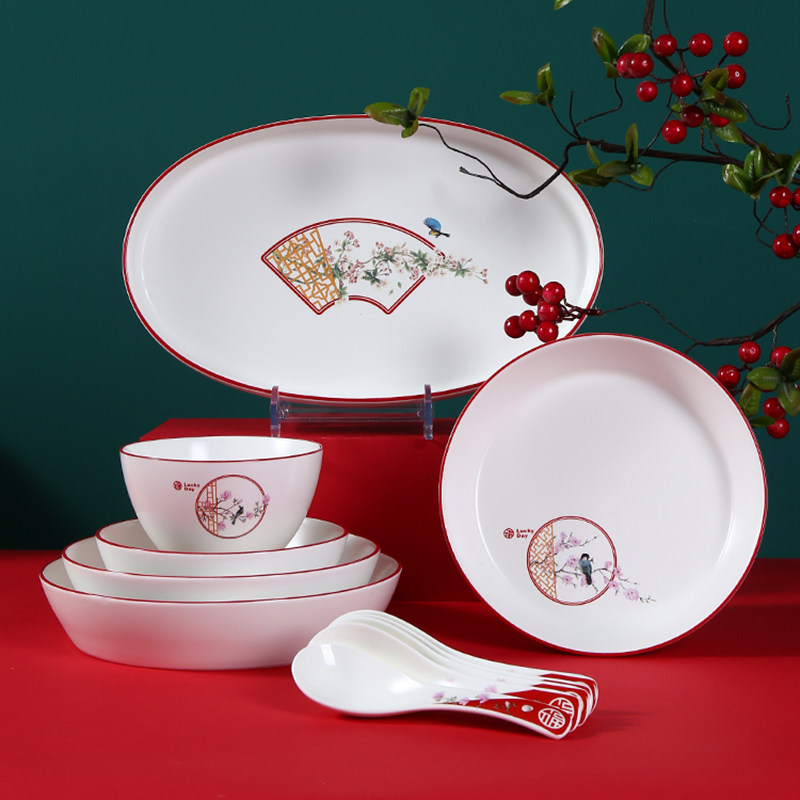 Bowl Home Bowl Ceramic Dish Suit Salad Bowl Pull Noodles Bowl Single Rice Bowl Tray Cutlery Dish Cutlery Set