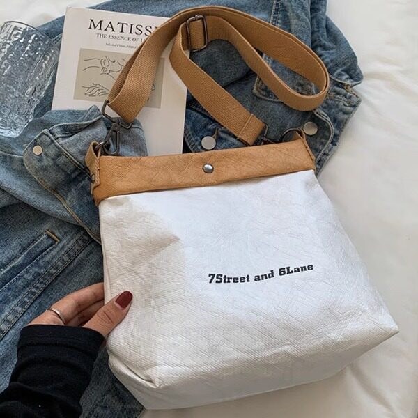 Women's Crossbody Bag 2025 New Arrival Niche Design Versatile Retro Tyvek Shoulder Bag Handheld Tote Bag Customizable - Thumbnail 3