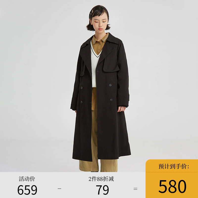 Thời trang mùa xuân của phụ nữ có thể tháo rời khâu áo len bằng len áo khoác mslan BCA212301 - Trench Coat