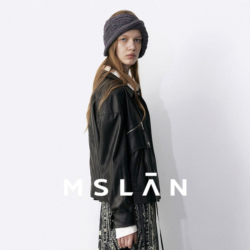 MSLAN2025秋季新款PU皮夹克： 复古时尚，不规则领设计引领潮流！🔥-皮衣-淘宝好物网