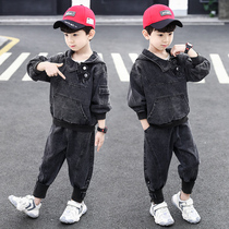 Boy Clothing Boy Cowboy Suit Spring Autumn Clothing 2022 New Internet Red Trendy Han Version CUHK Child Handsome Tide