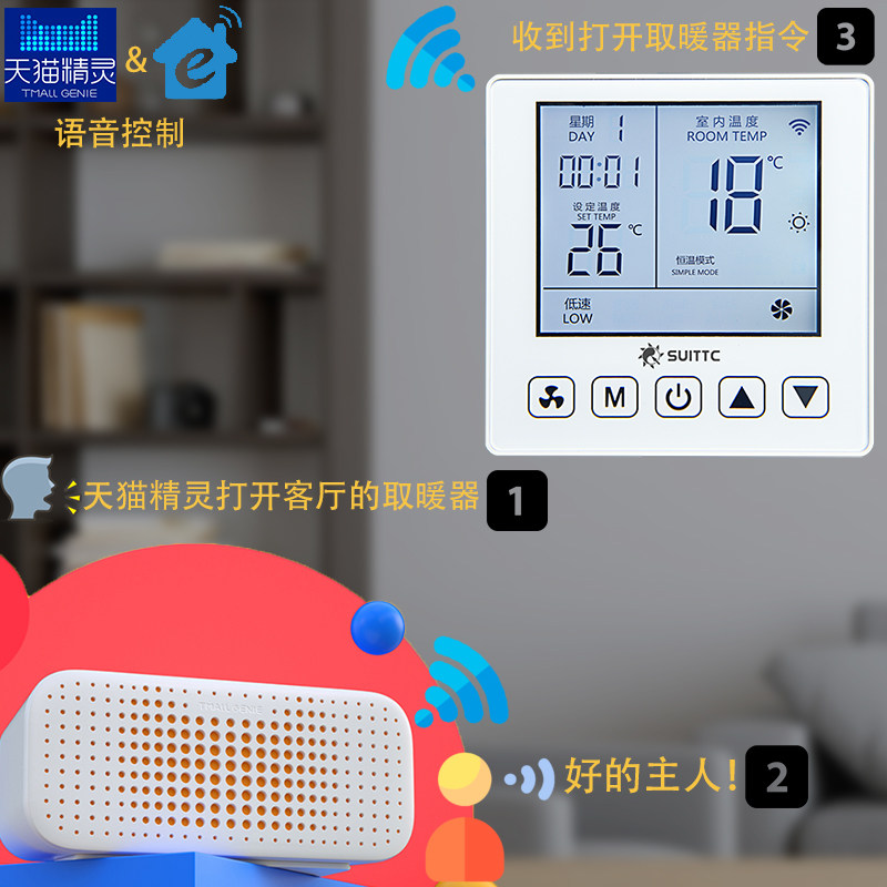 Xinyuan SUITTC Central air conditioning switch Fan coil thermostat timer switch WIFI mobile PHONE APP remote
