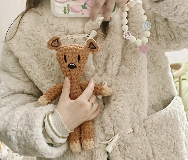 Handmade DIY Mr. Bean Teddy Bear LAOSHU DIY Material Kit Ice Thread Hand Sewing Crochet Bear Doll Gift