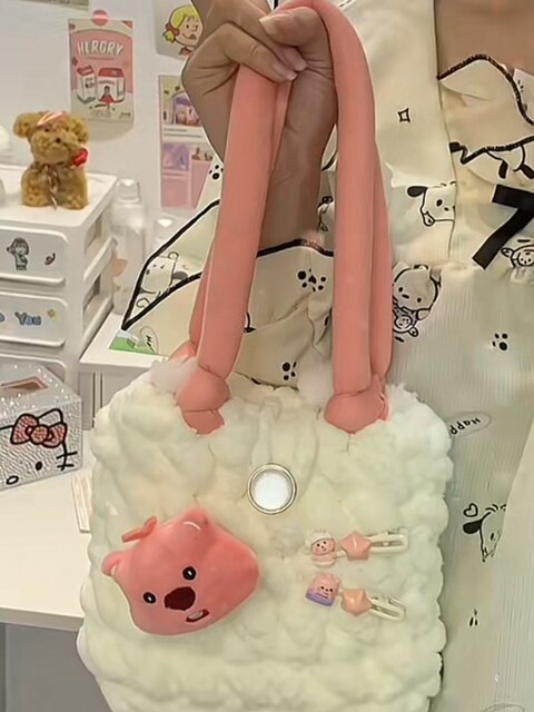 Handmade diy crochet kt cat jade cinnamon dog beaver marshmallow cloud bag homemade material bag gift for girlfriend