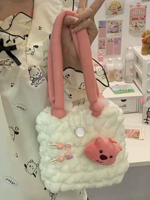 Handmade diy crochet kt cat jade cinnamon dog beaver marshmallow cloud bag homemade material bag gift for girlfriend