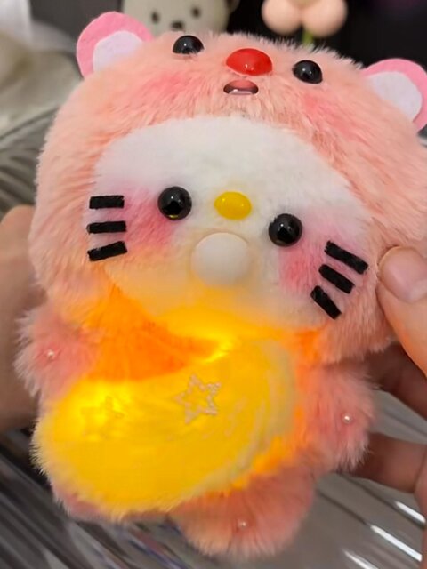 Recording, Bubble-Making, and Glowing Little Beaver Kt Cat DIY Handmade Plush Toy Squeaky Kedi Cat Plush Pendant