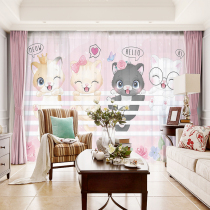 Cartoon Cartoon Cute Cat curtains Ins brief student Teen Girl Bedroom Children Room Floating Window Shade Window Veil