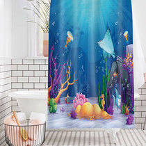 Toilet cartoon shower cloth waterproof blocking mildew cute dolphin bathroom shower door curtain curtain partition curtain