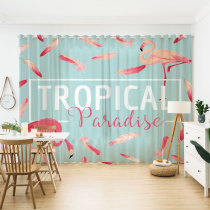 3D custom semi-full blackout curtain fabric fabric modern personality Nordic cartoon style living room bedroom feather Flamingo