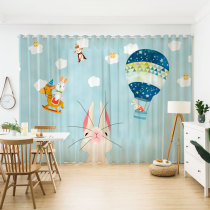 Personality custom semi-full blackout curtain curtain curtain curtain animation style bedroom living room small animal hot air balloon cartoon painting