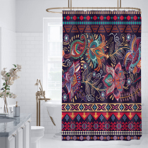 Ethnic shower curtain partition thickened polyester waterproof and mildew proof set bathroom bathroom Bath Curtain shower cloth